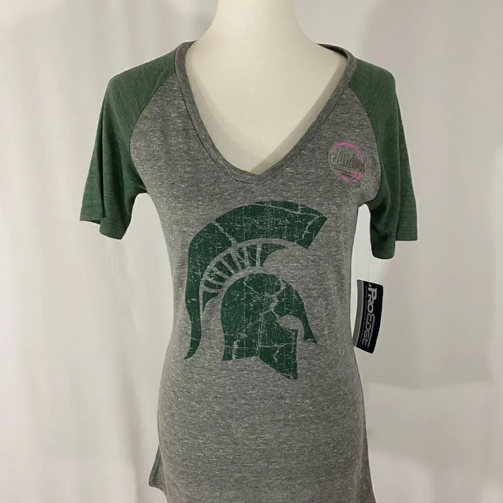 NWT Pro Edge Michigan State Spartan V Neck T Shirt
